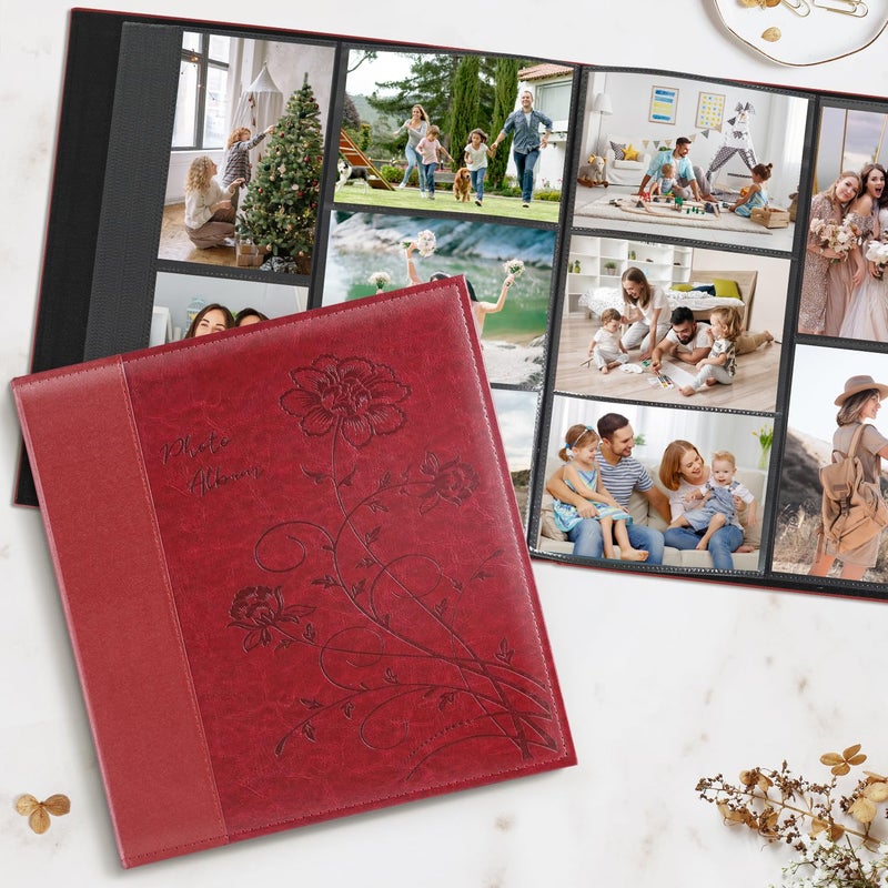 Artmag Photo Album 4x6 1000 Photos, Large Capacity Wedding Family Leather Cover Picture Albums Holds Horizontal and Vertical 4x6 photos with Black Pages(Red) - Image 4